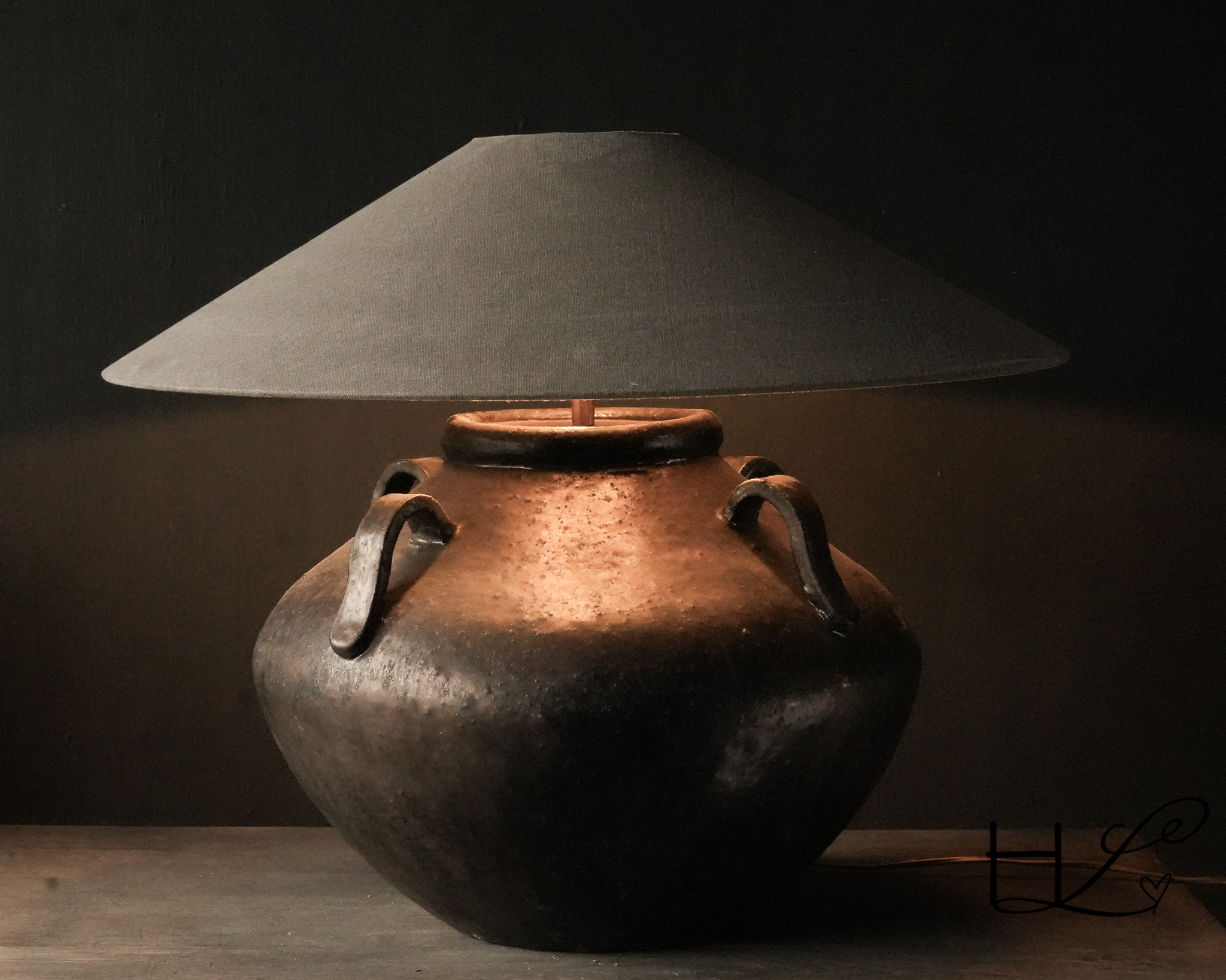 Zwaar Bronskleurig kruiklamp-2