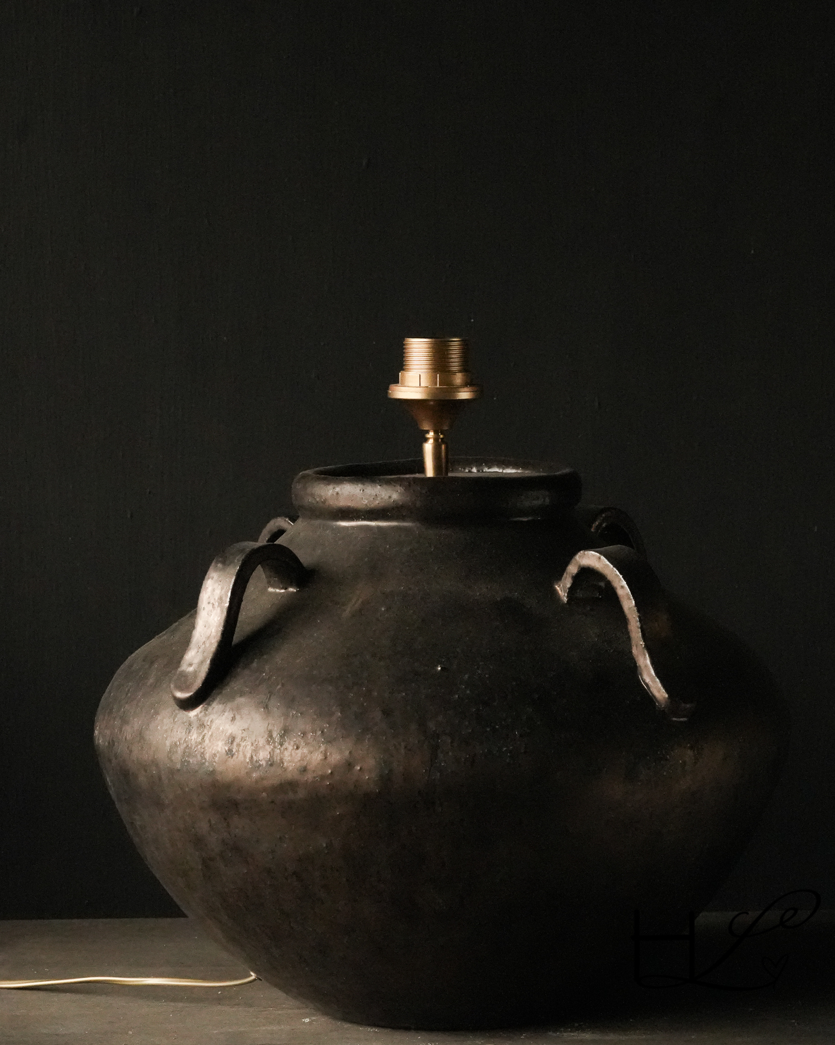 Zwaar Bronskleurig kruiklamp-4