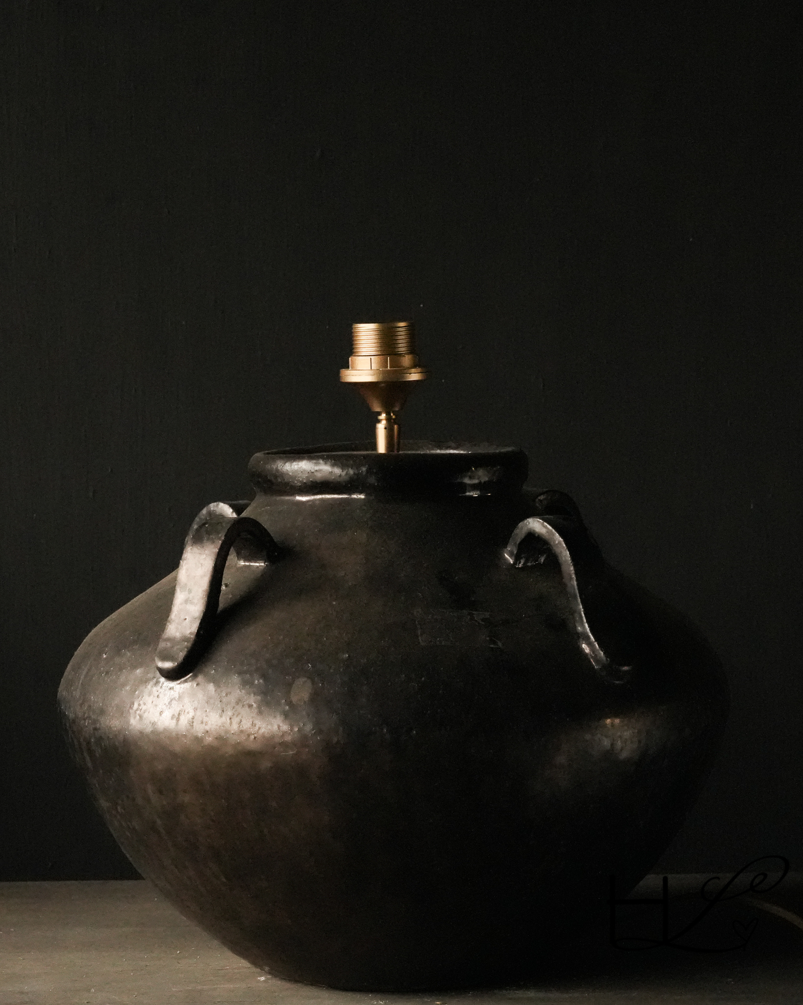 Zwaar Bronskleurig kruiklamp-6