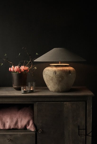 *Gereserveerd *Zwaar Groen gelig kleurig kruik lamp