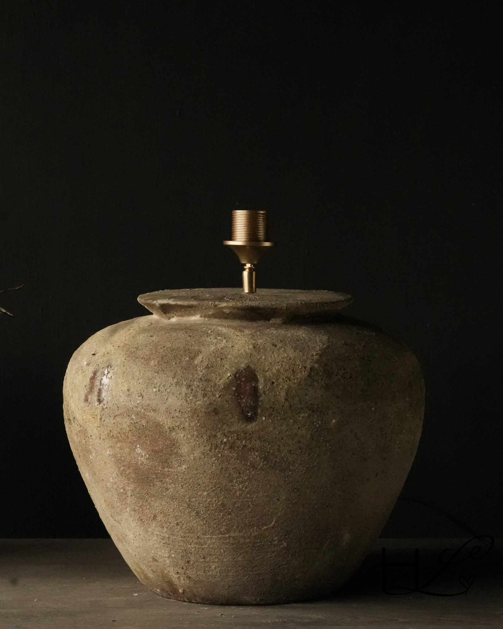 Zwaar Groen gelig kleurig kruik lamp-4