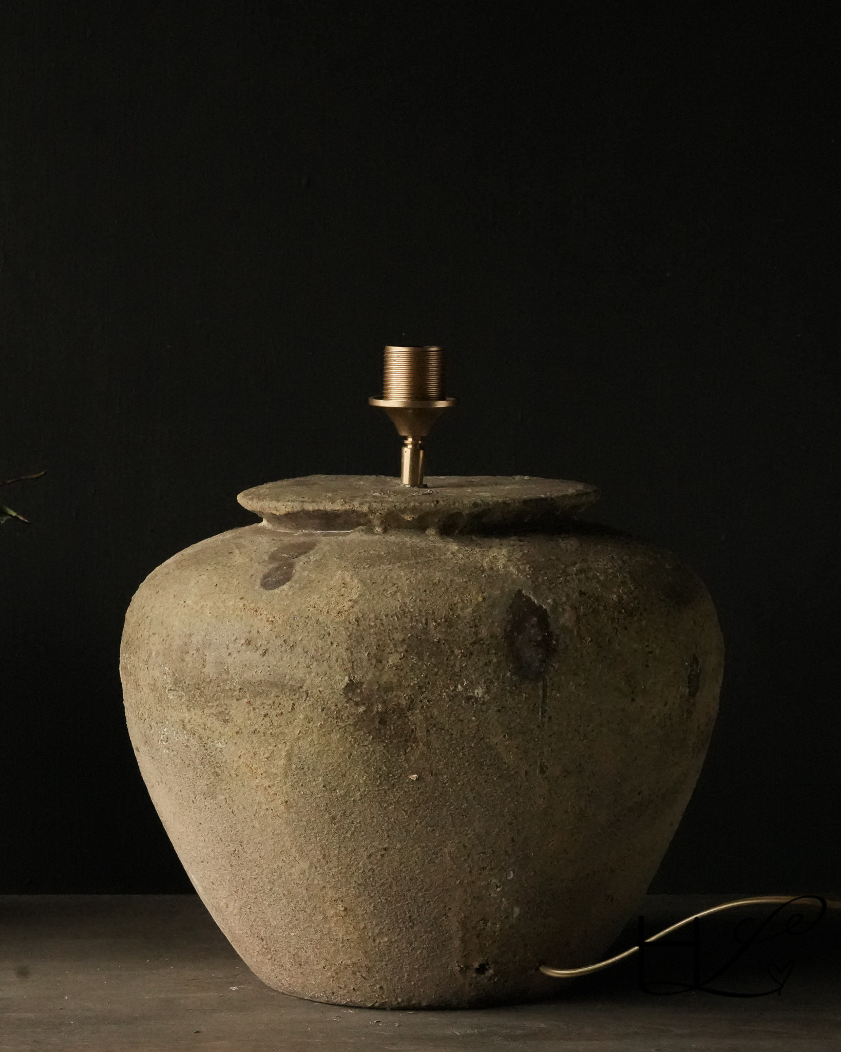 Zwaar Groen gelig kleurig kruik lamp-5