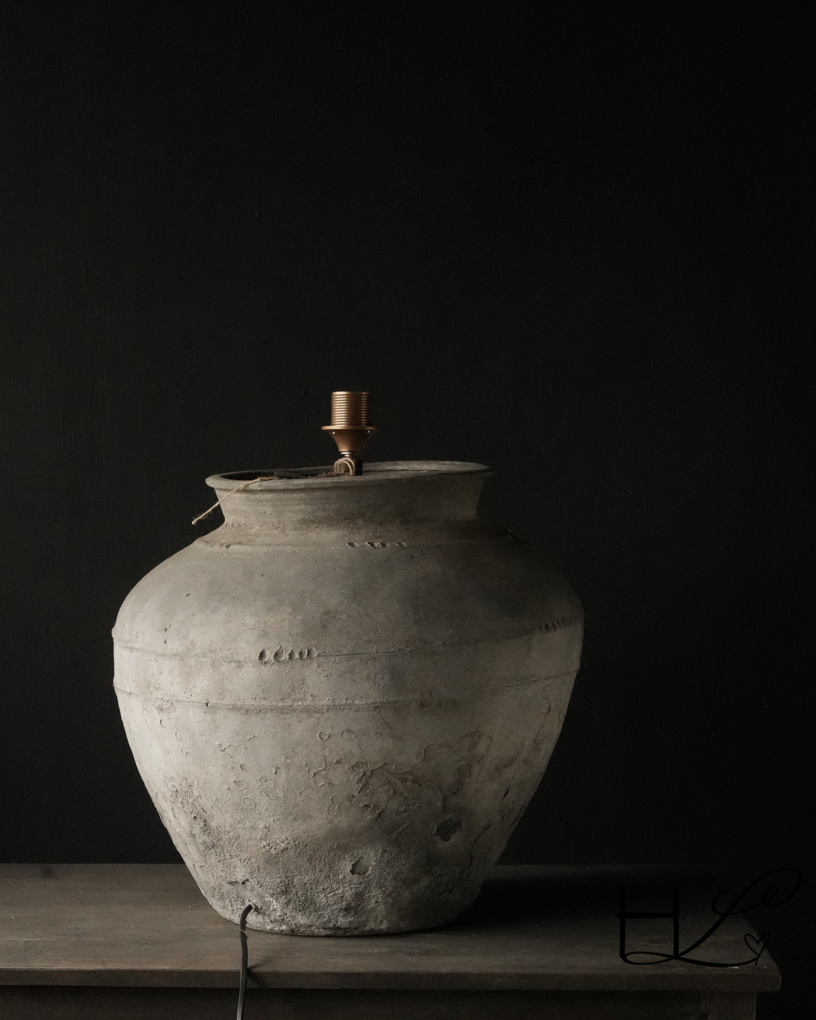 GERESERVEERD Kruiklamp van oude Authentieke Waterpot-6