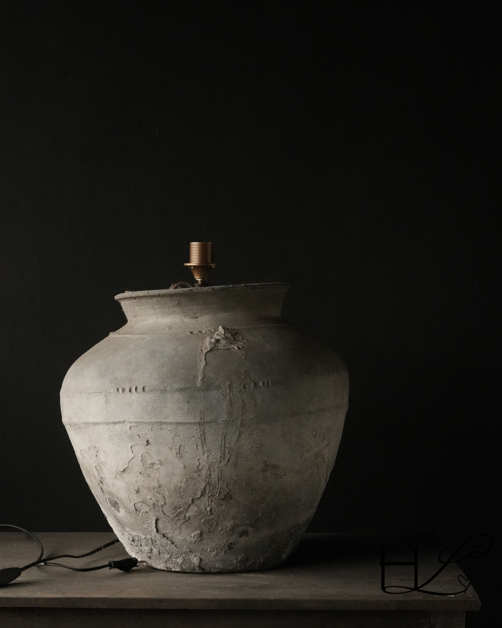 GERESERVEERD Kruiklamp van oude Authentieke Waterpot-7