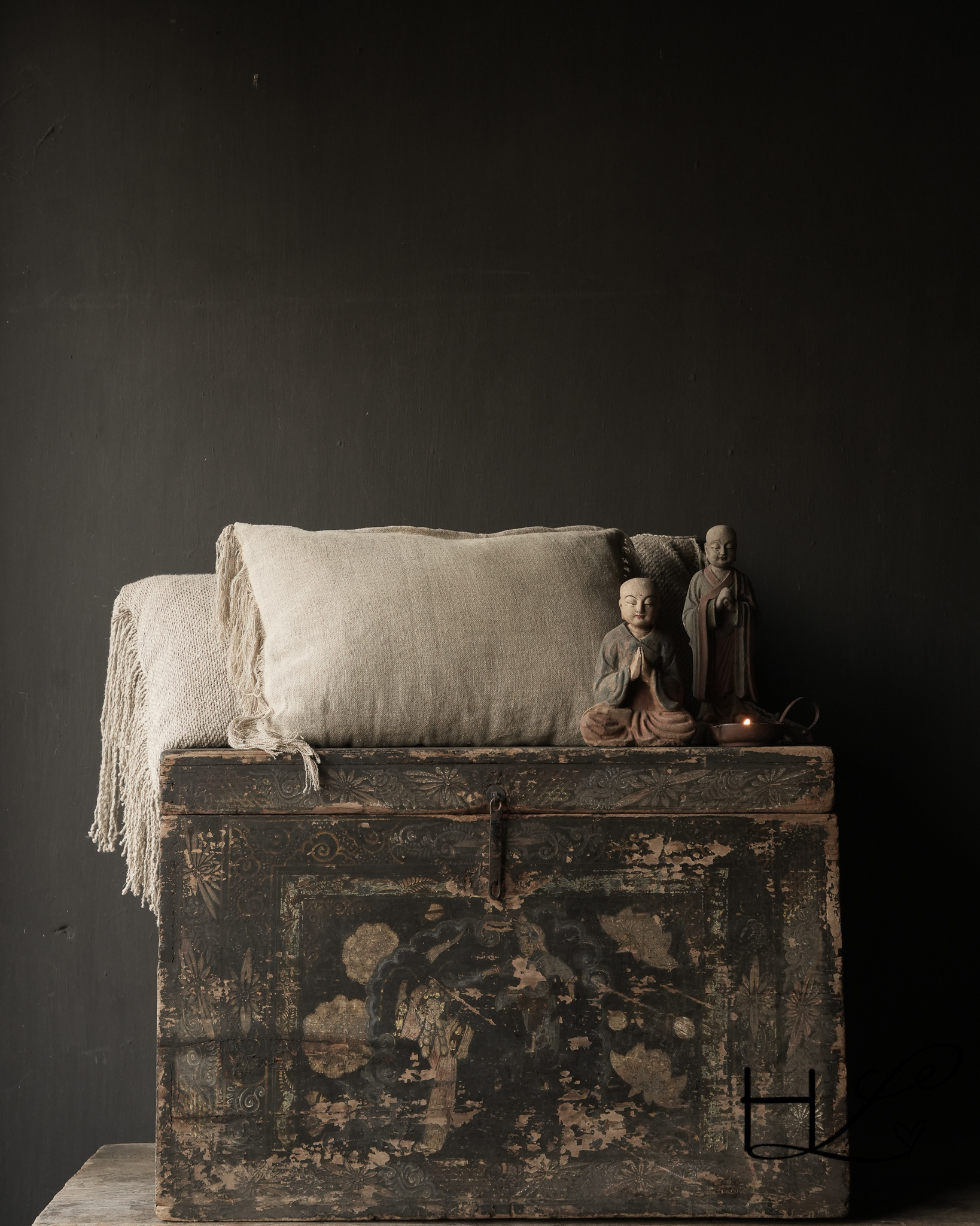 Uniek antiek Oud Authentieke houten kist-4