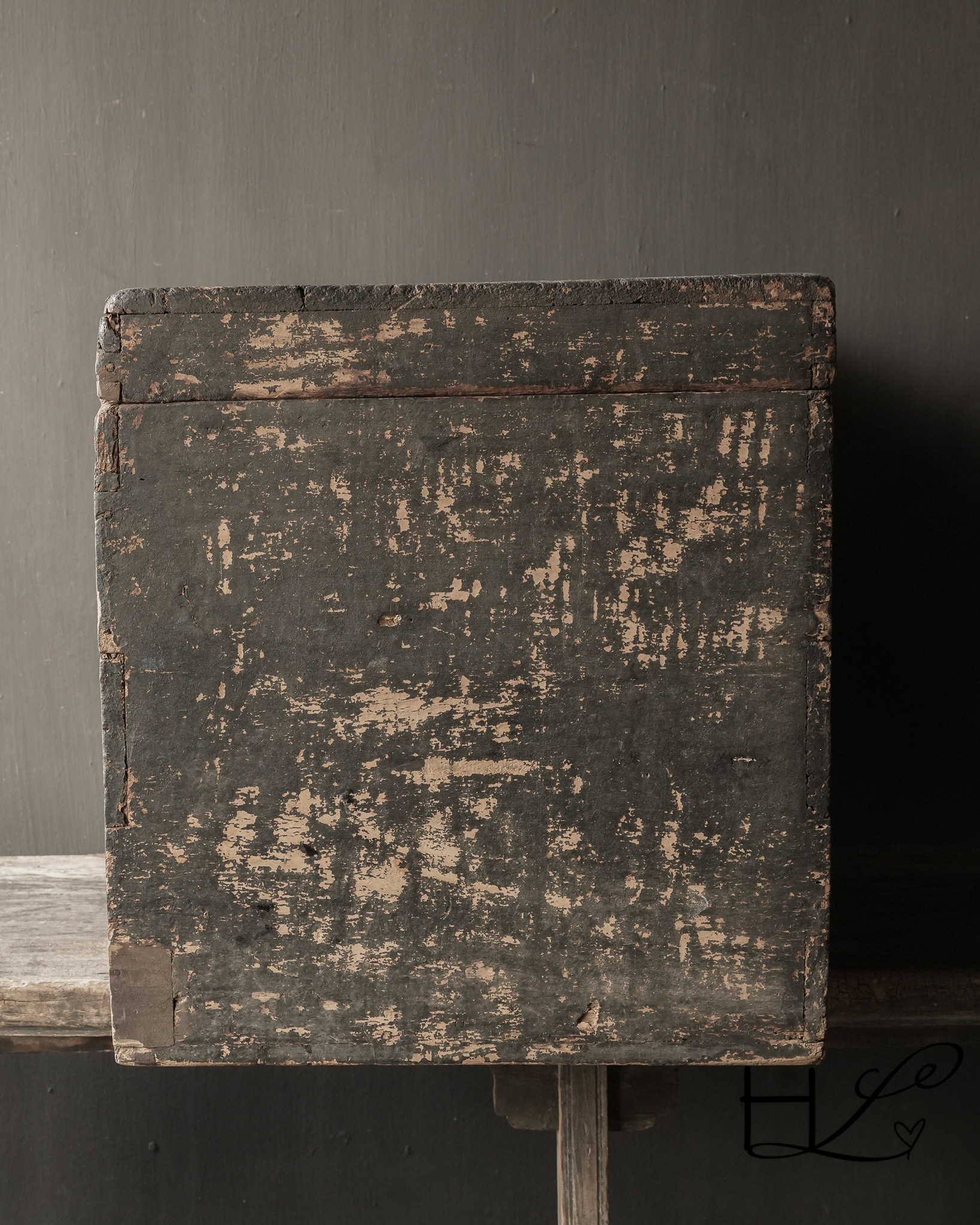 Uniek antiek Oud Authentieke houten kist-5