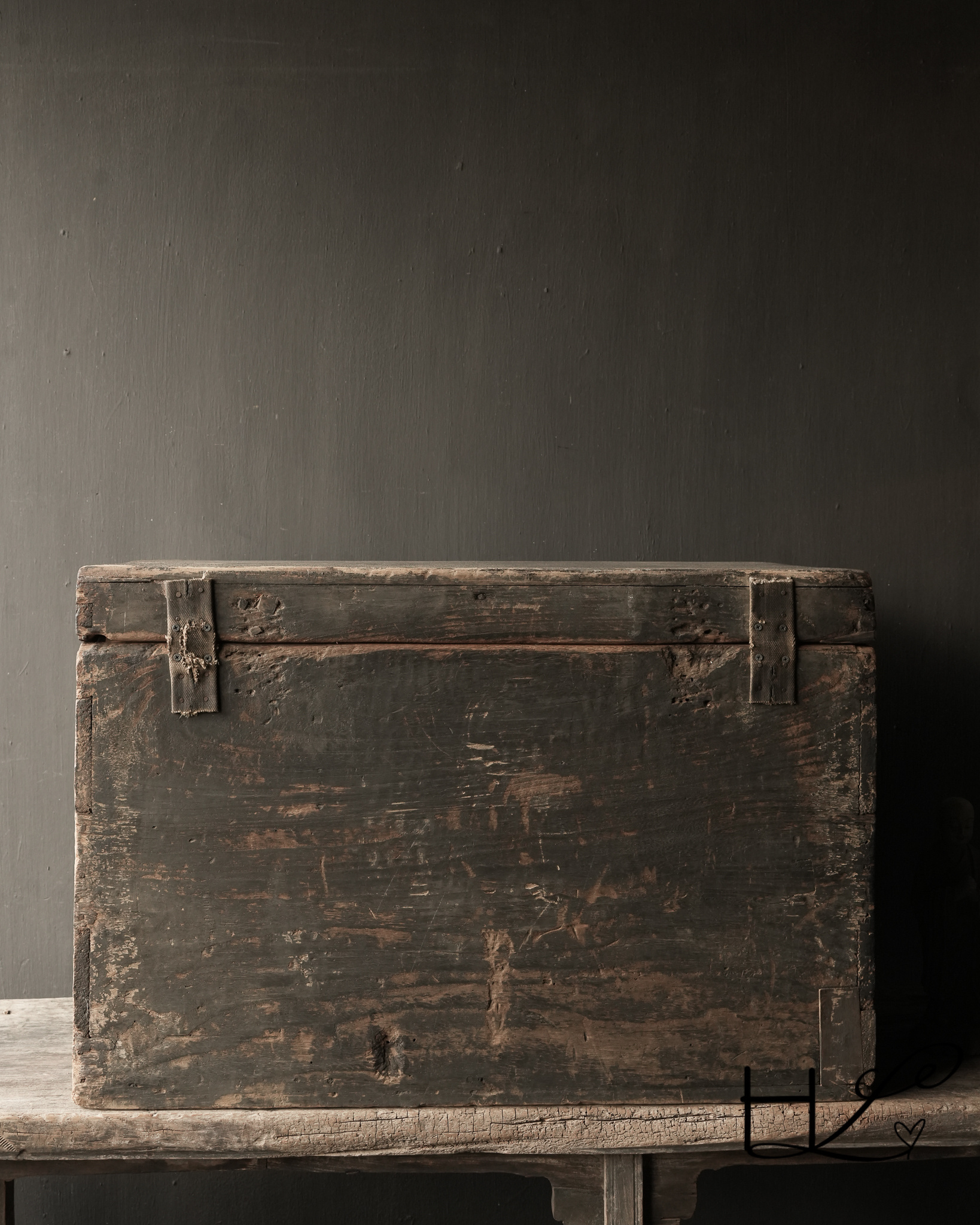 Uniek antiek Oud Authentieke houten kist-6
