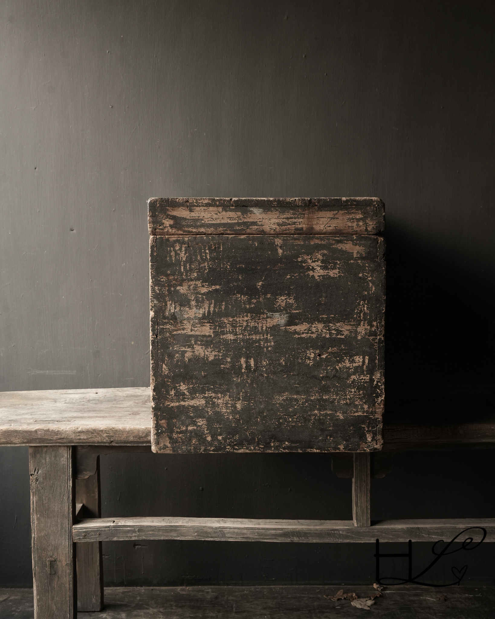 Uniek antiek Oud Authentieke houten kist-3