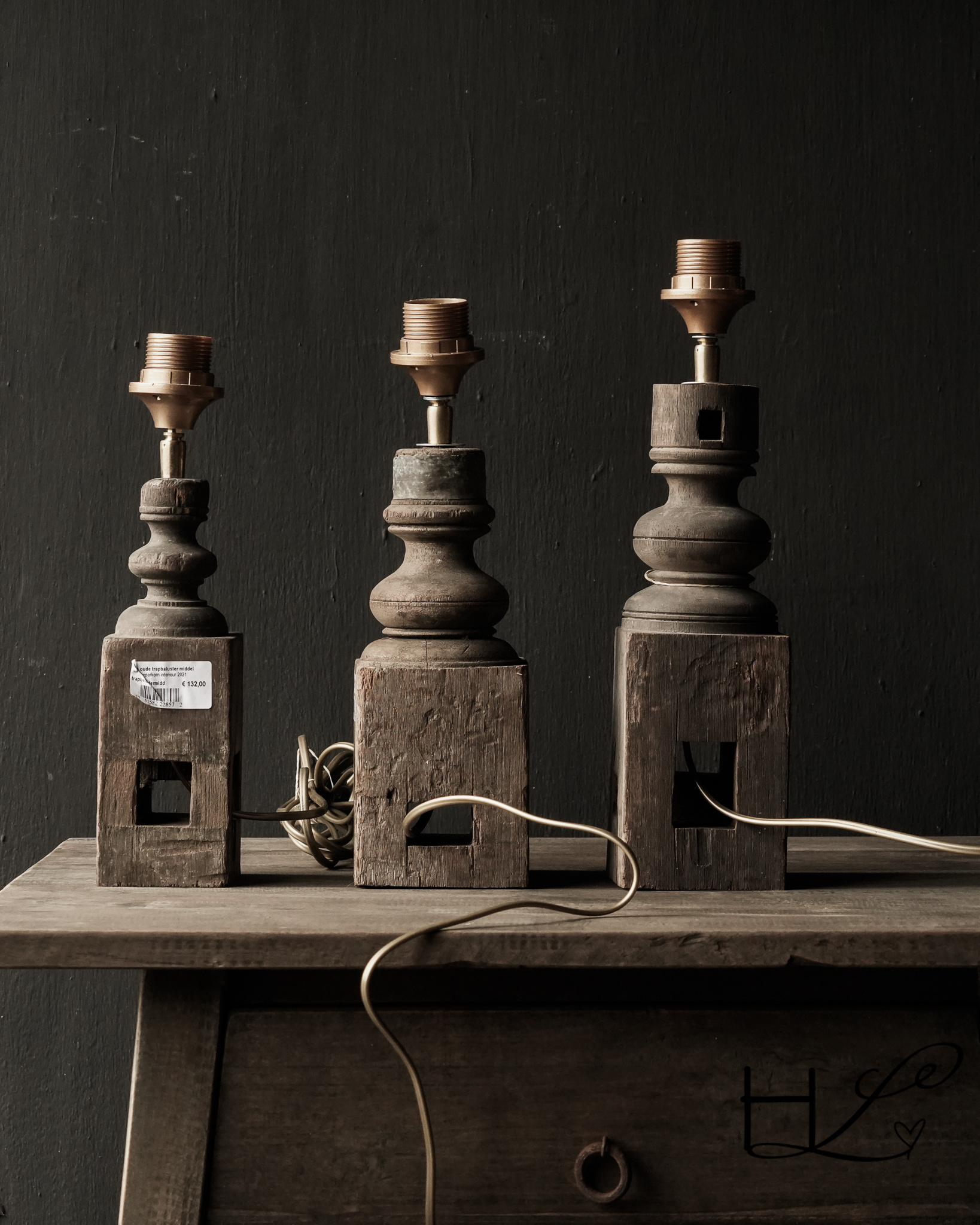 Süße kleine Balusterlampe aus Holz-5