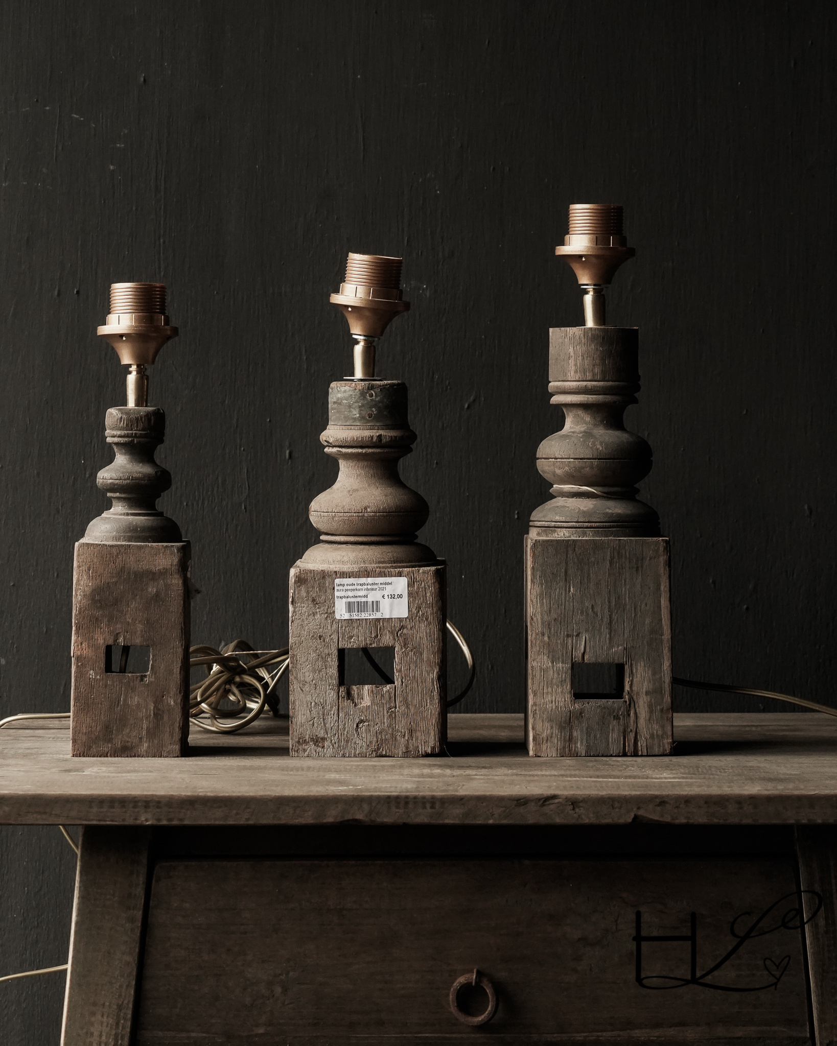 Süße kleine Balusterlampe aus Holz-6