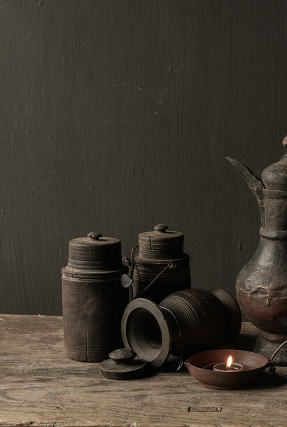 Original Old Wooden Nepalese Jars with Lid HOFFZ