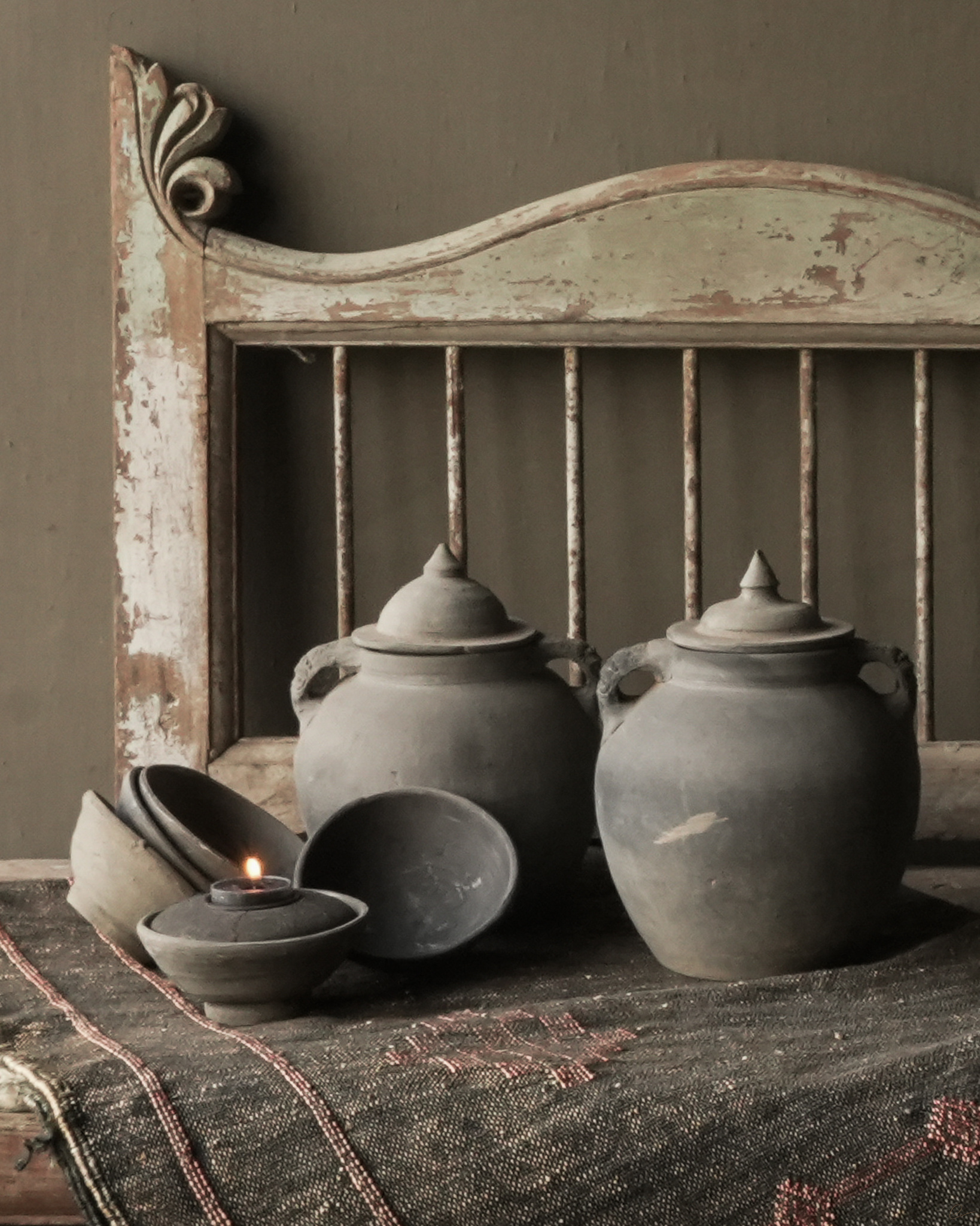 Chinees Aardewerk kruikje met deksel handgemaakt-7