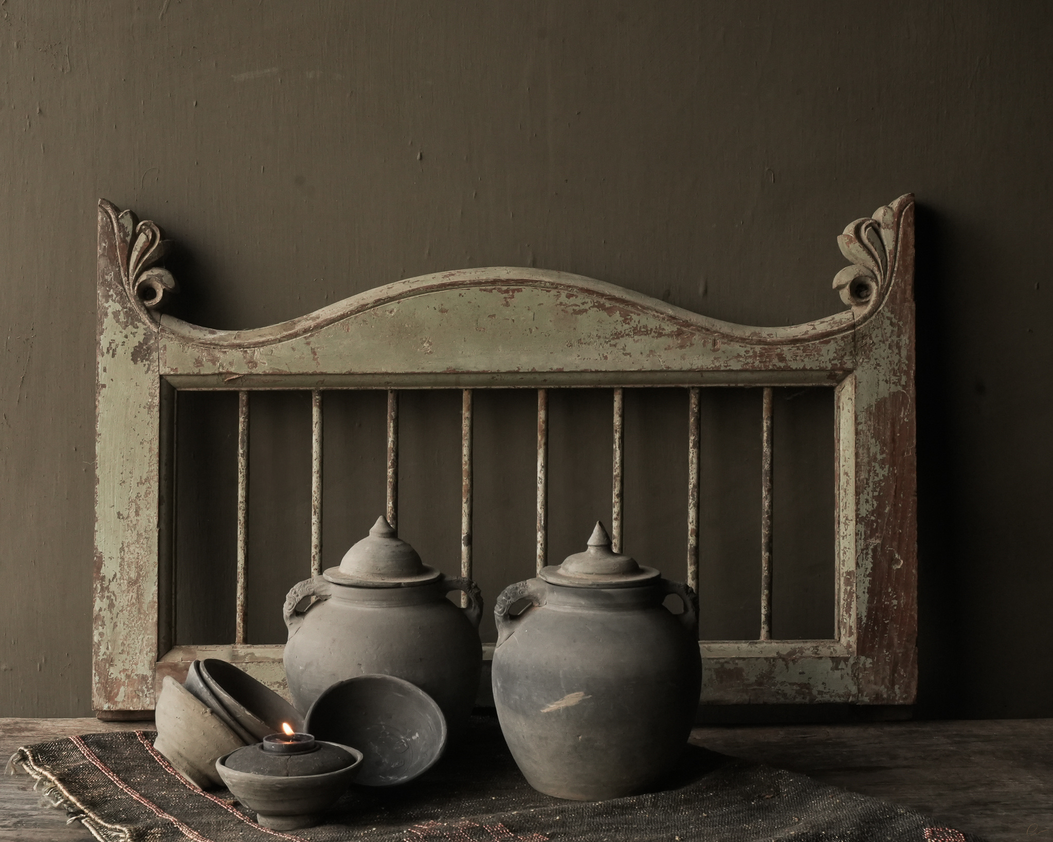 Chinees Aardewerk kruikje met deksel handgemaakt-1