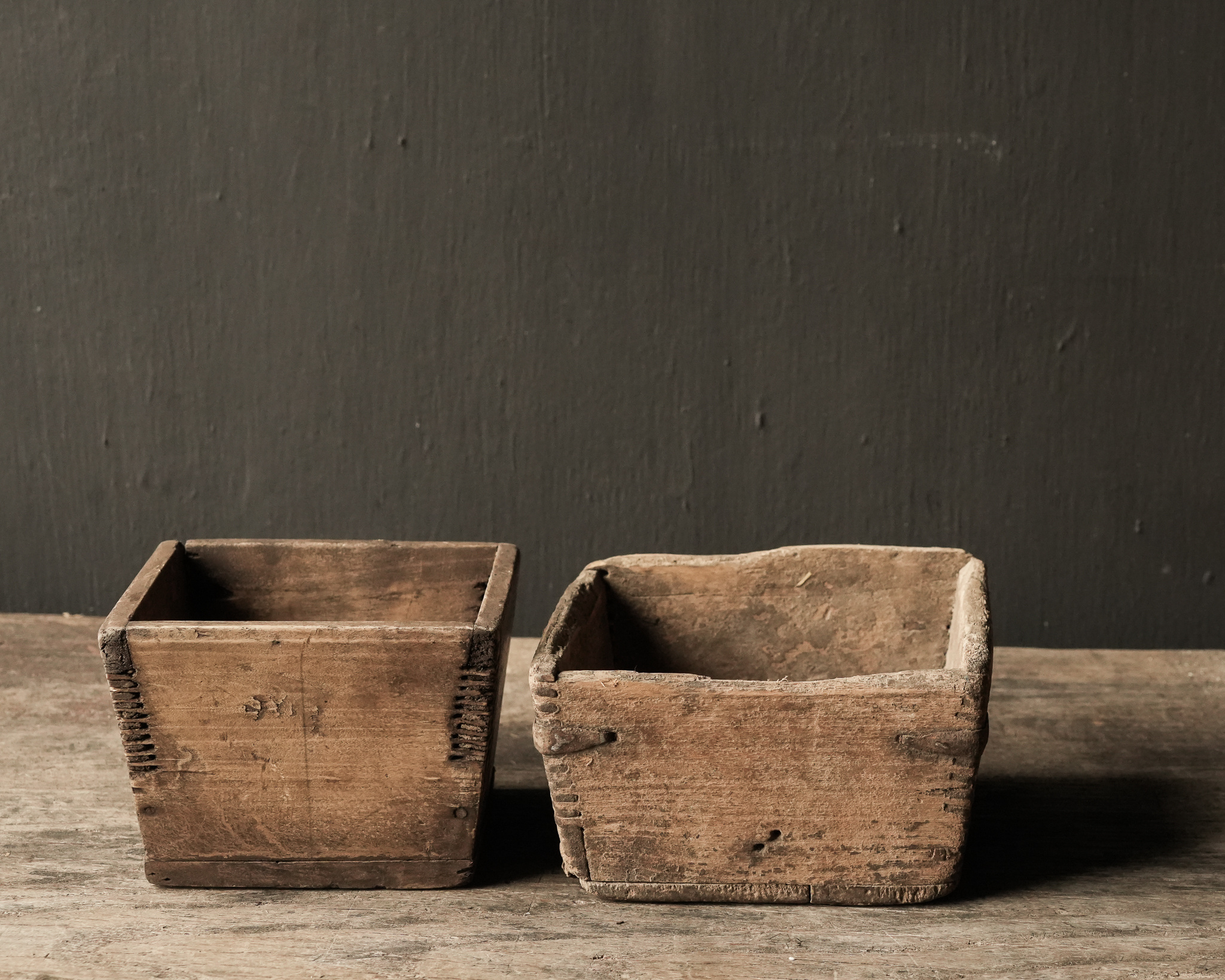 Uniek Antiek oud houten bakje-5