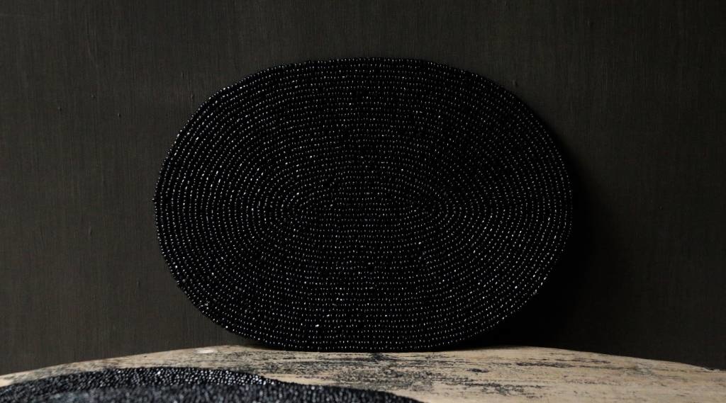 Coaster made of small black beads-4