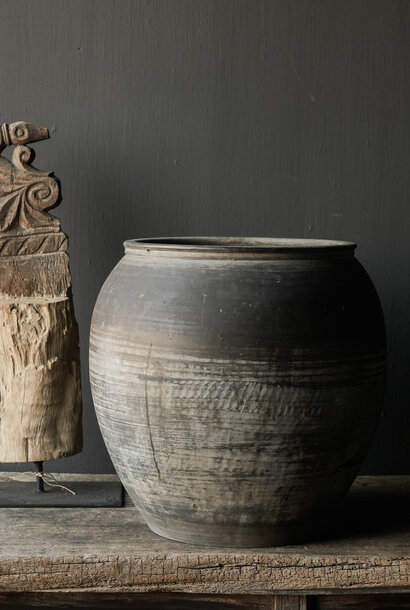 Uniek Oud aardewerk  Kruik Bruin/grijs