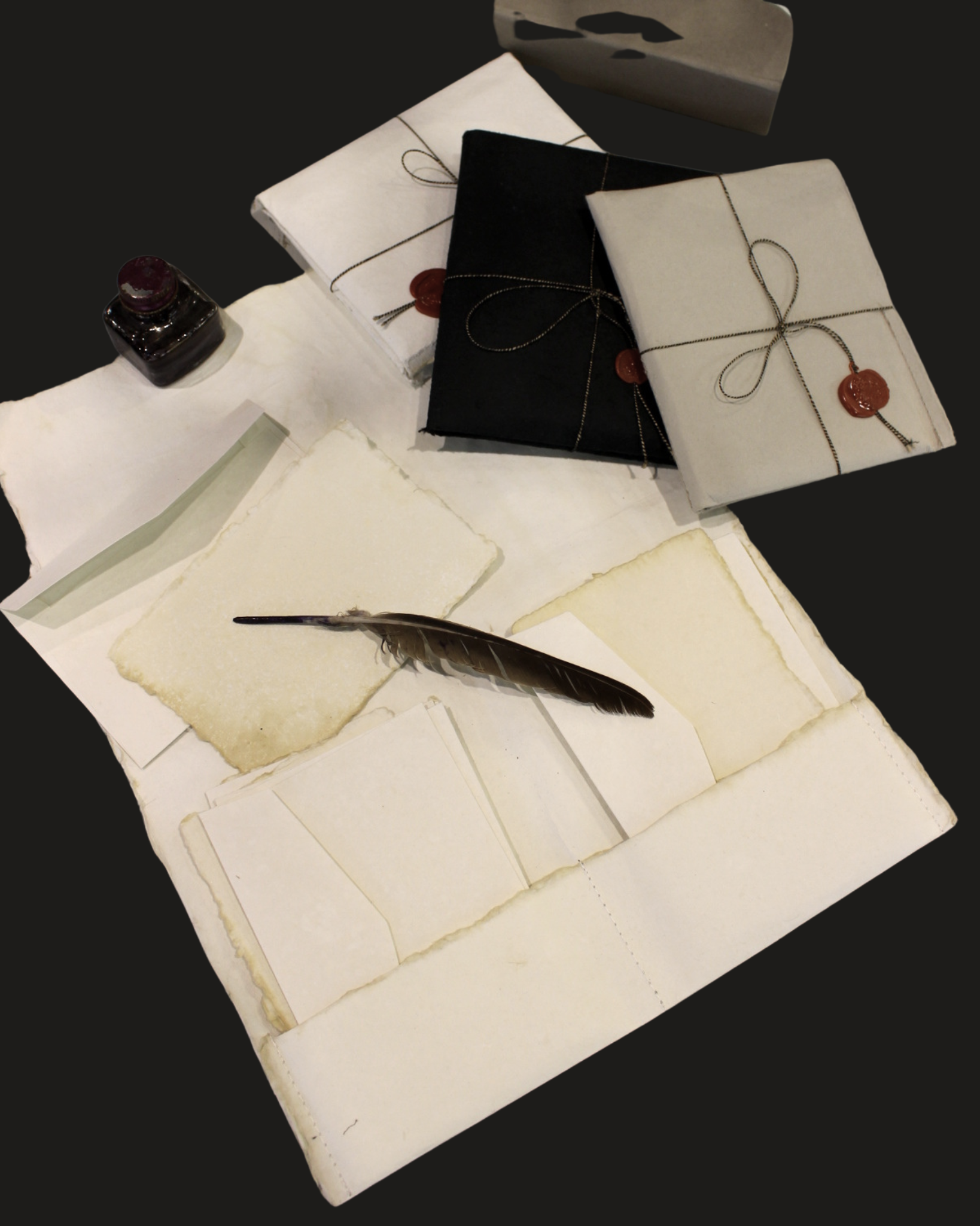 Set van 12 kaartjes geschept papier zwart-4