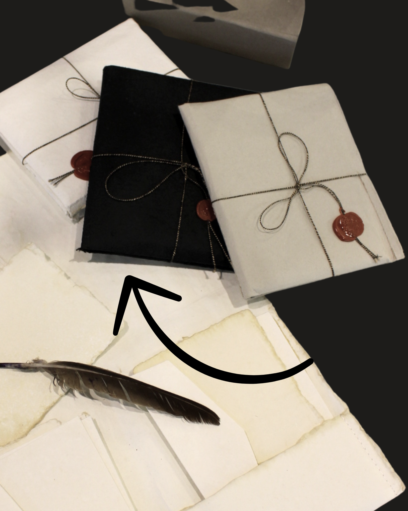 Set van 12 kaartjes geschept papier zwart-1