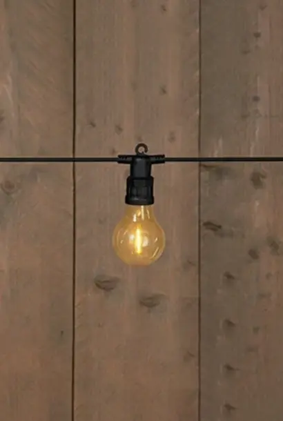 Premium Solar-Partylichterkette mit 10 x 6 cm LED-Leuchten, 10 m/3 m, schwarzes Netzkabel mit Stecker und Clip