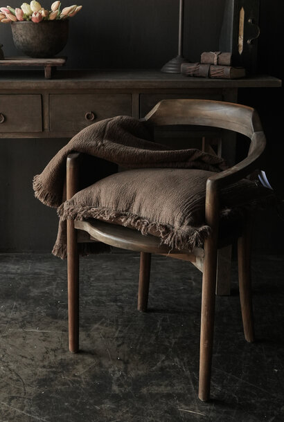 Linen Plaid/Cushion in the color Chocolate / Shitake