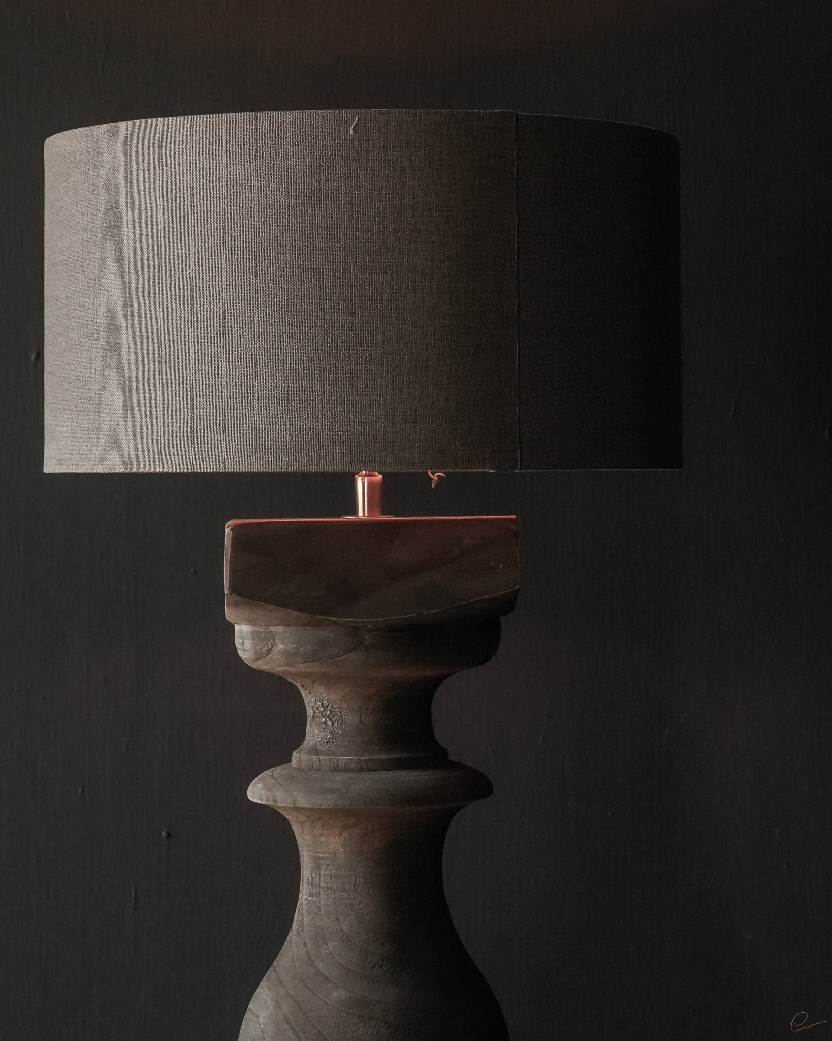 Beautiful Old Wooden Baluster lamp base-8