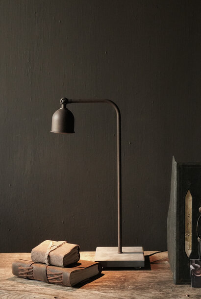 Iron desk/table lamp Abel on natural stone base including LED lamp