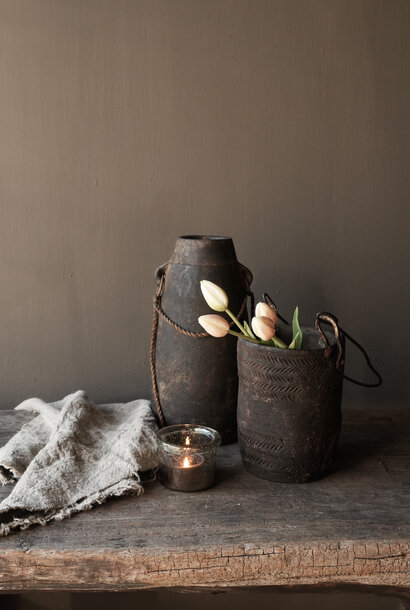 Einzigartiger antiker Holzbecher / Milchkännchen