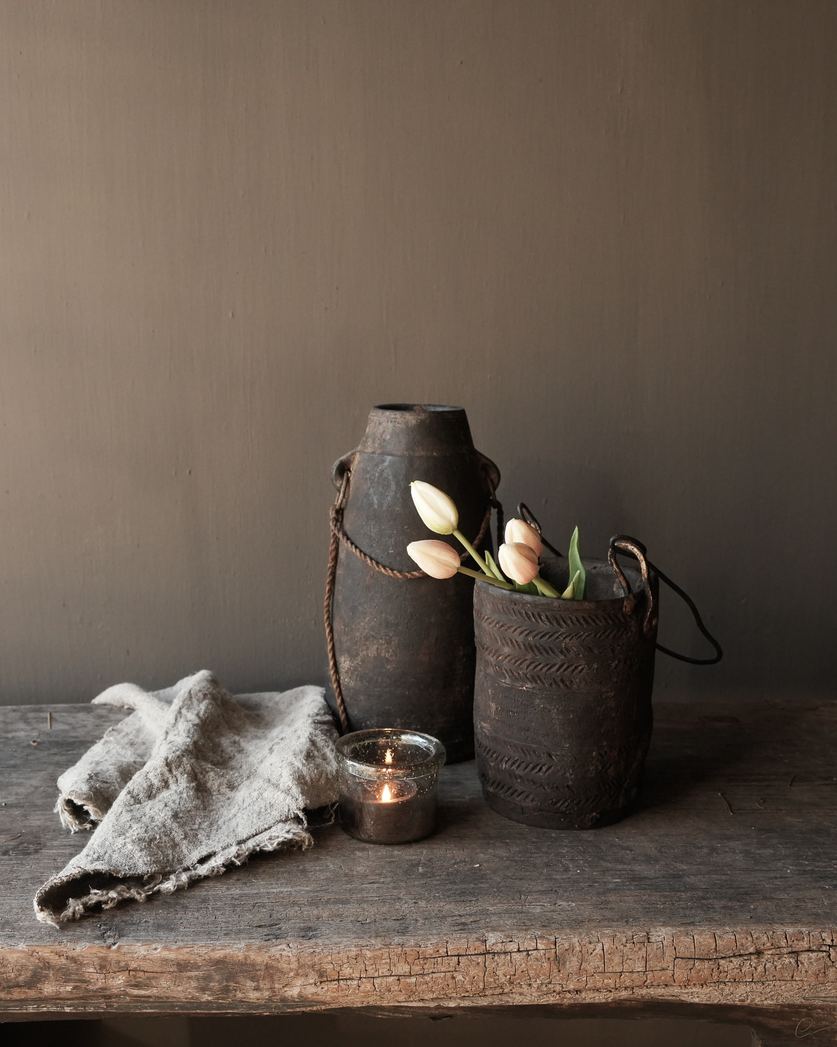 Uniek Antiek houten Pul / Melk Kan-1