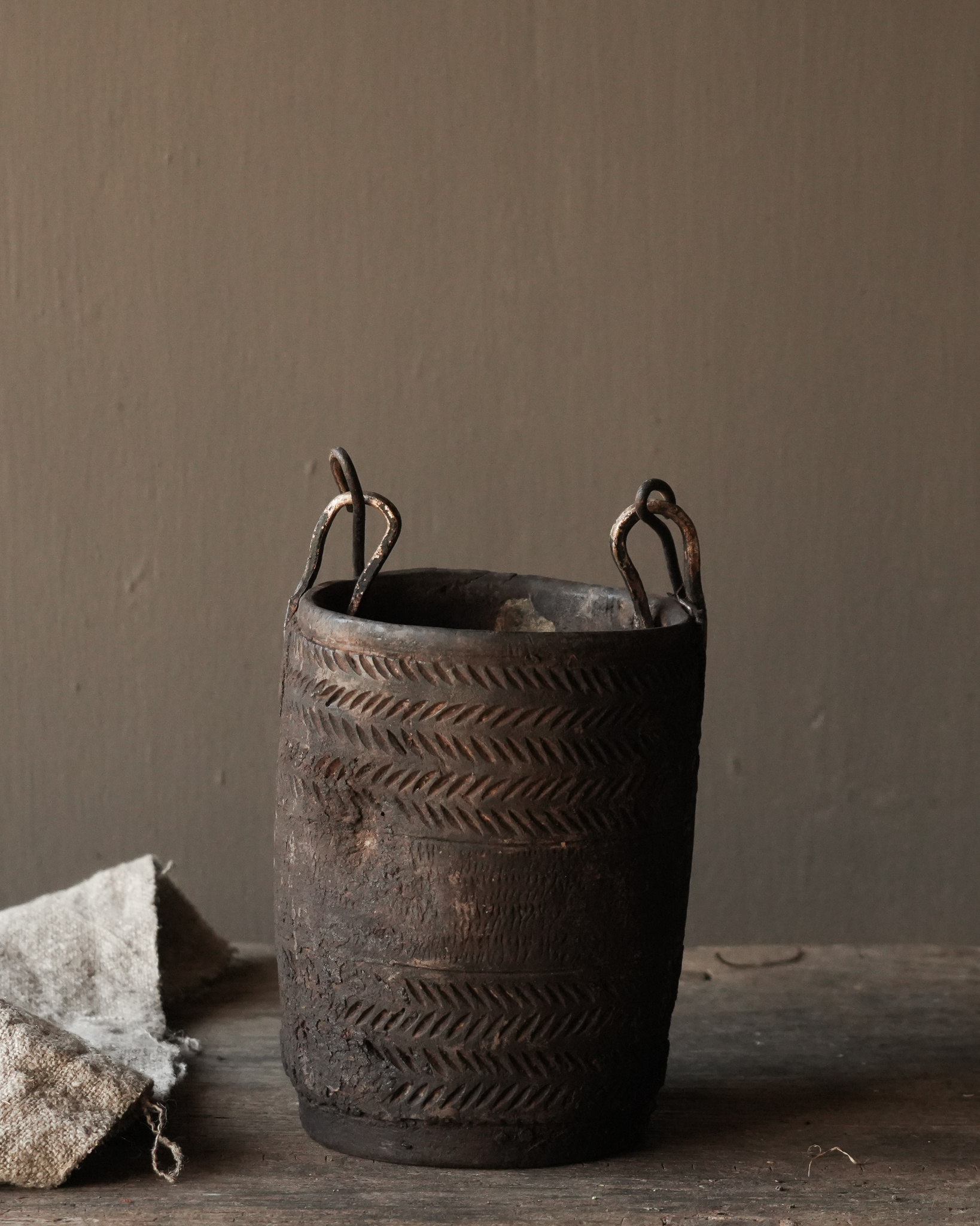 Uniek Antiek houten Pul / Melk Kan-3