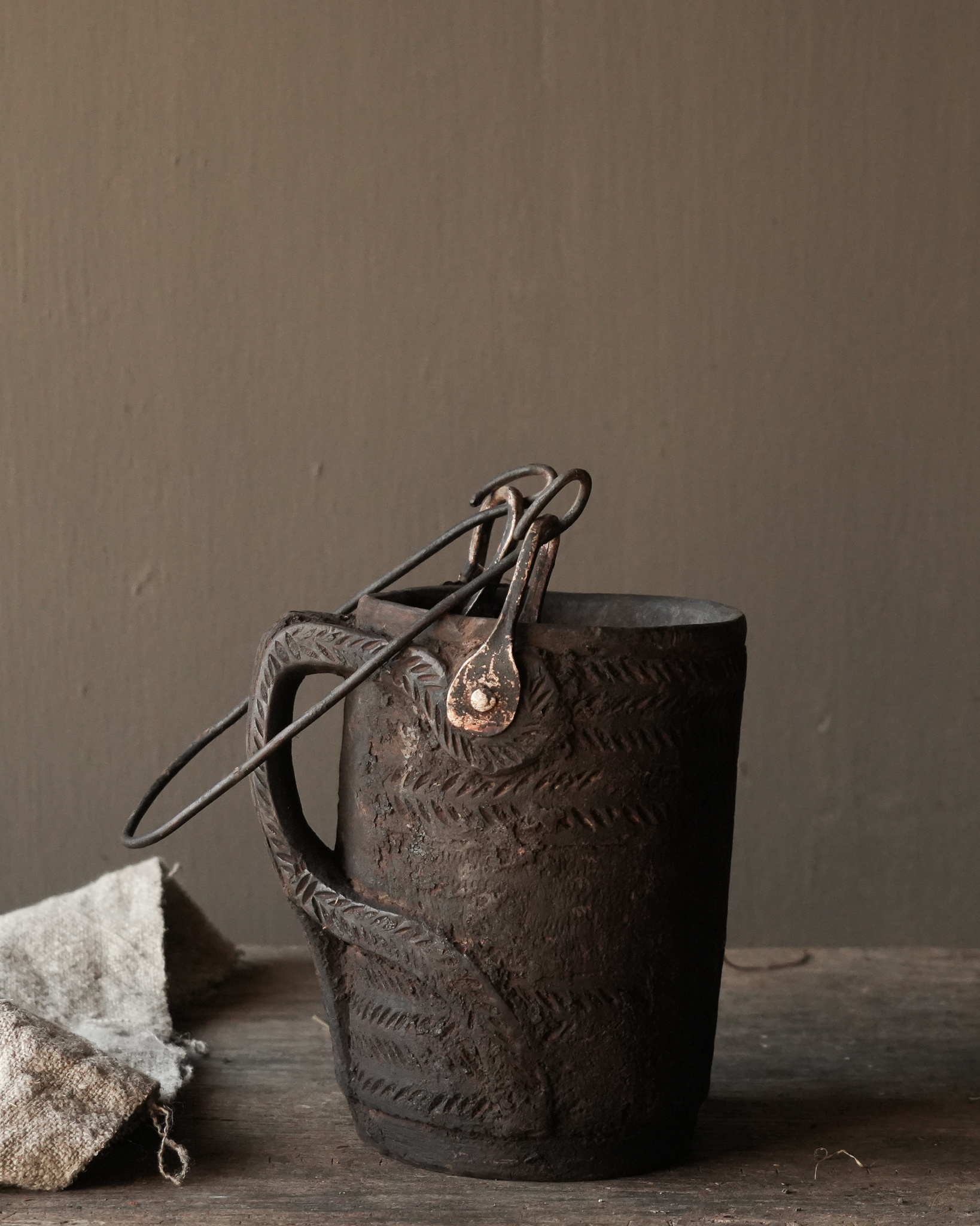 Uniek Antiek houten Pul / Melk Kan-4