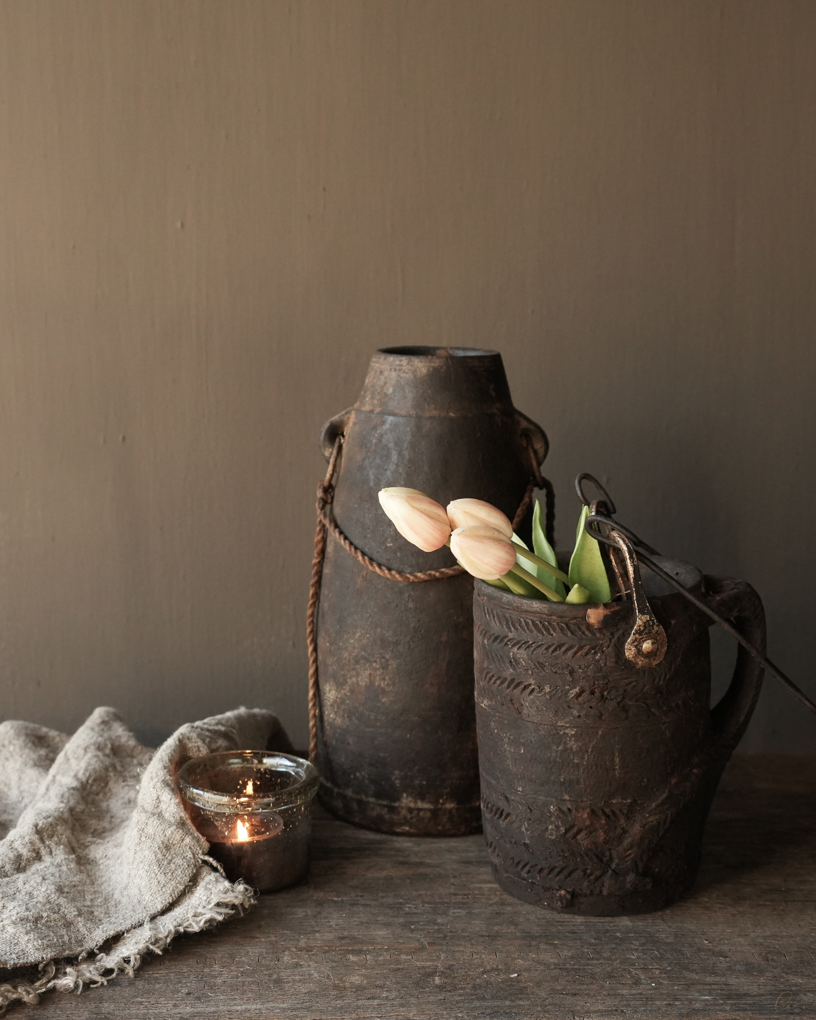 Uniek Antiek houten Pul / Melk Kan-6