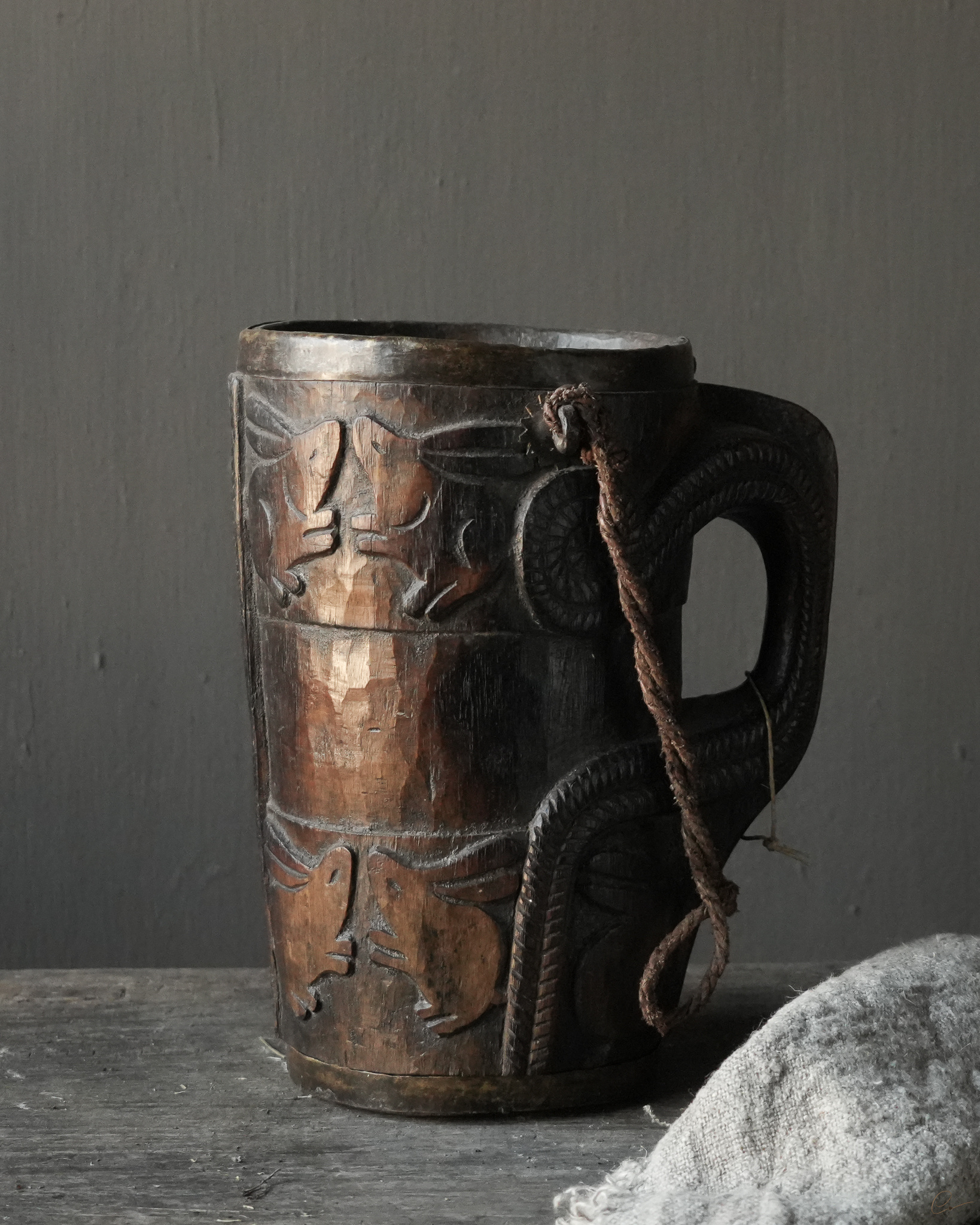 Uniek Antiek houten Pul / Melk Kan-3