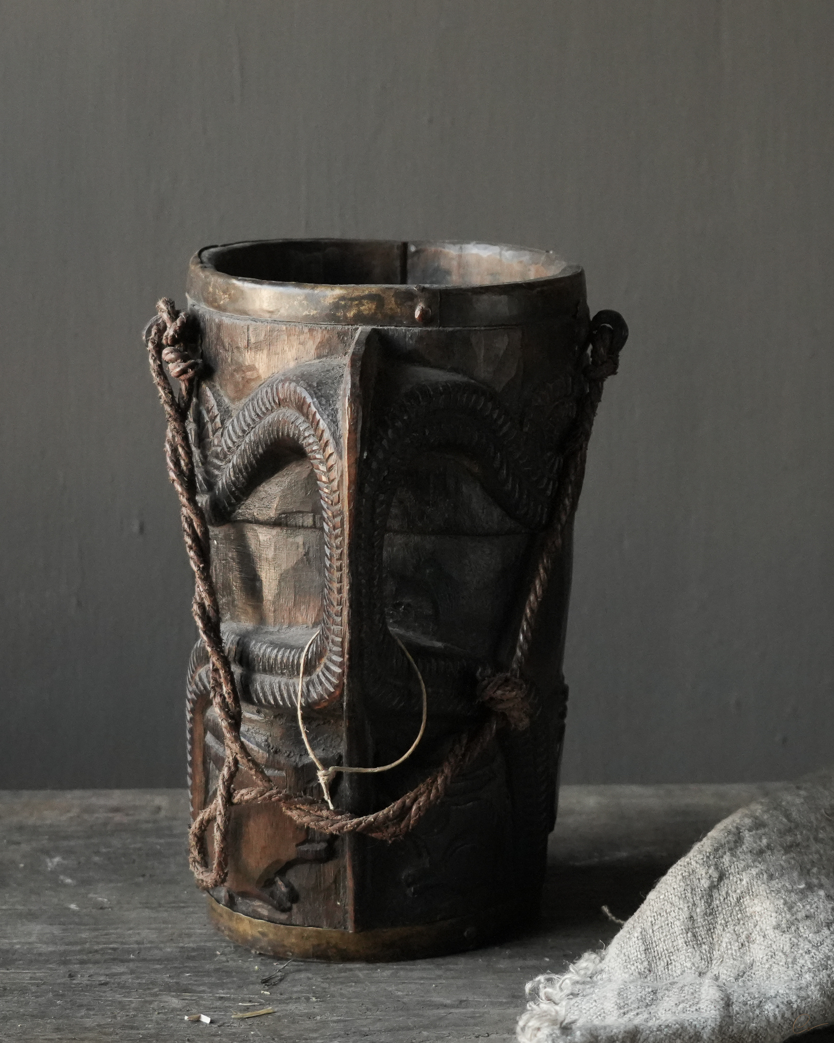 Uniek Antiek houten Pul / Melk Kan-2