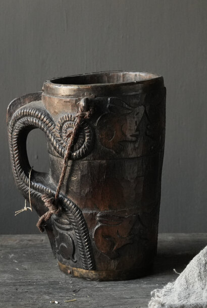 Uniek Antiek houten Pul / Melk Kan