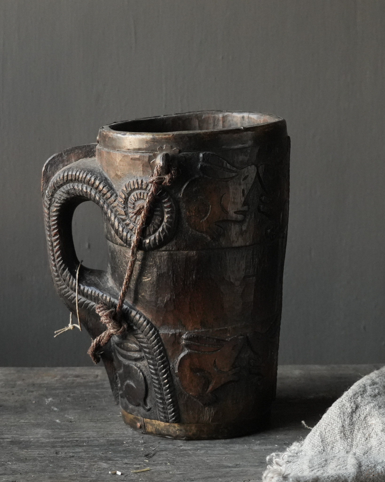 Uniek Antiek houten Pul / Melk Kan-1