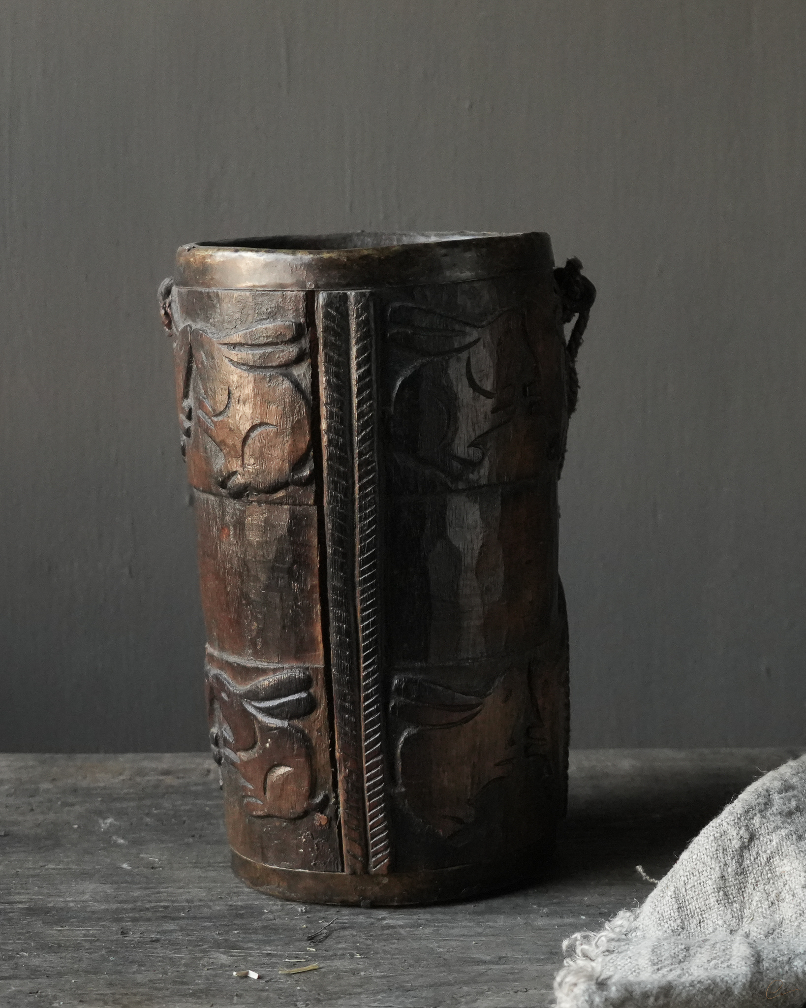 Uniek Antiek houten Pul / Melk Kan-4