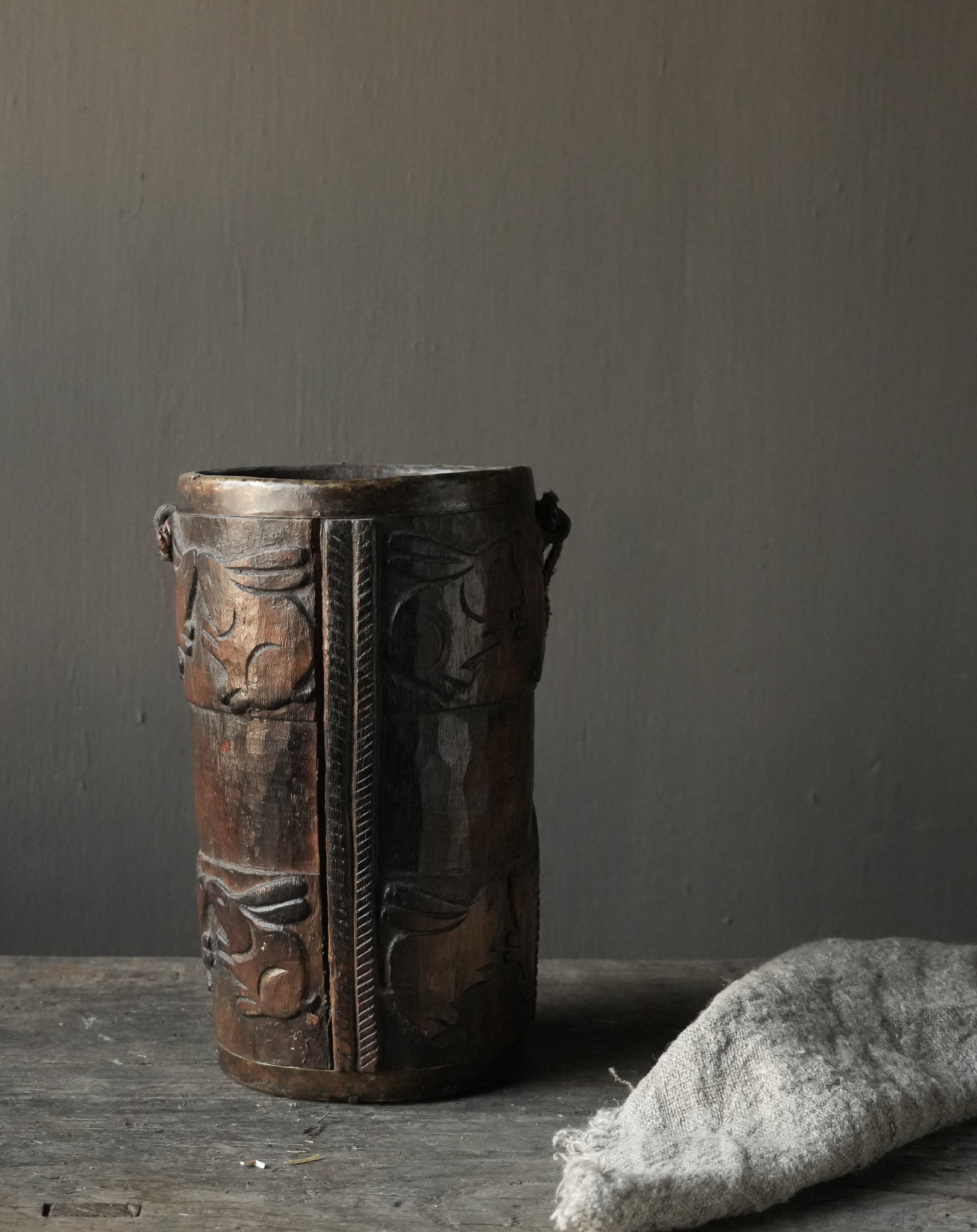 Uniek Antiek houten Pul / Melk Kan-6