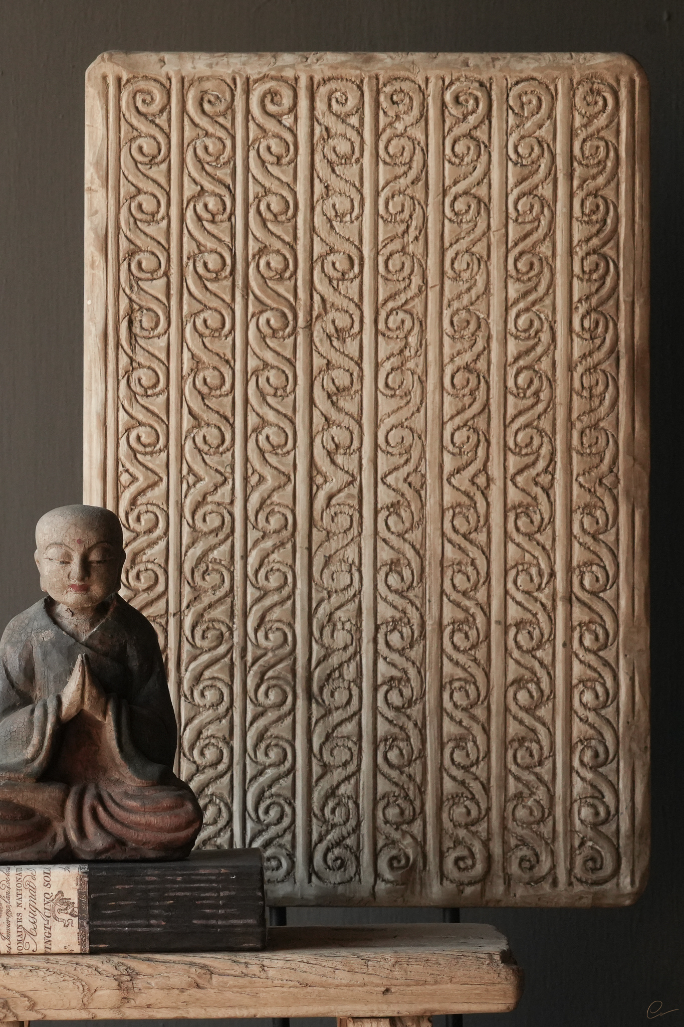 recht hoekig ornament / paneel op ijzeren voet-3