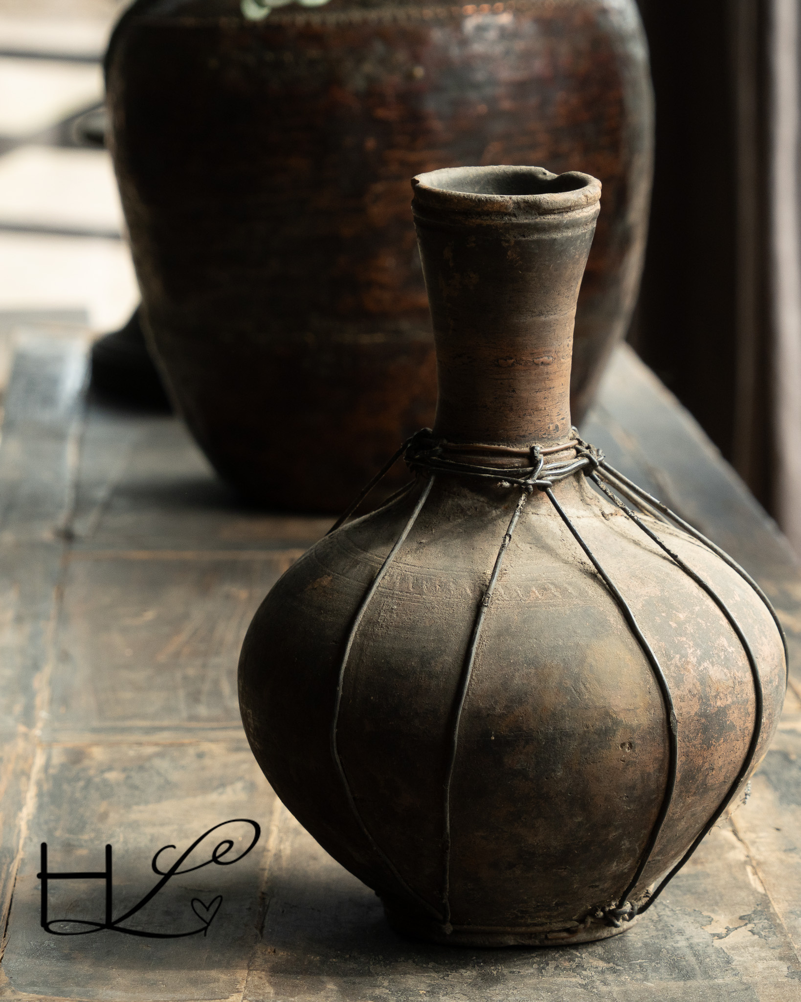 Antiek aardewerk kruikje/vaasje handgemaakt-4