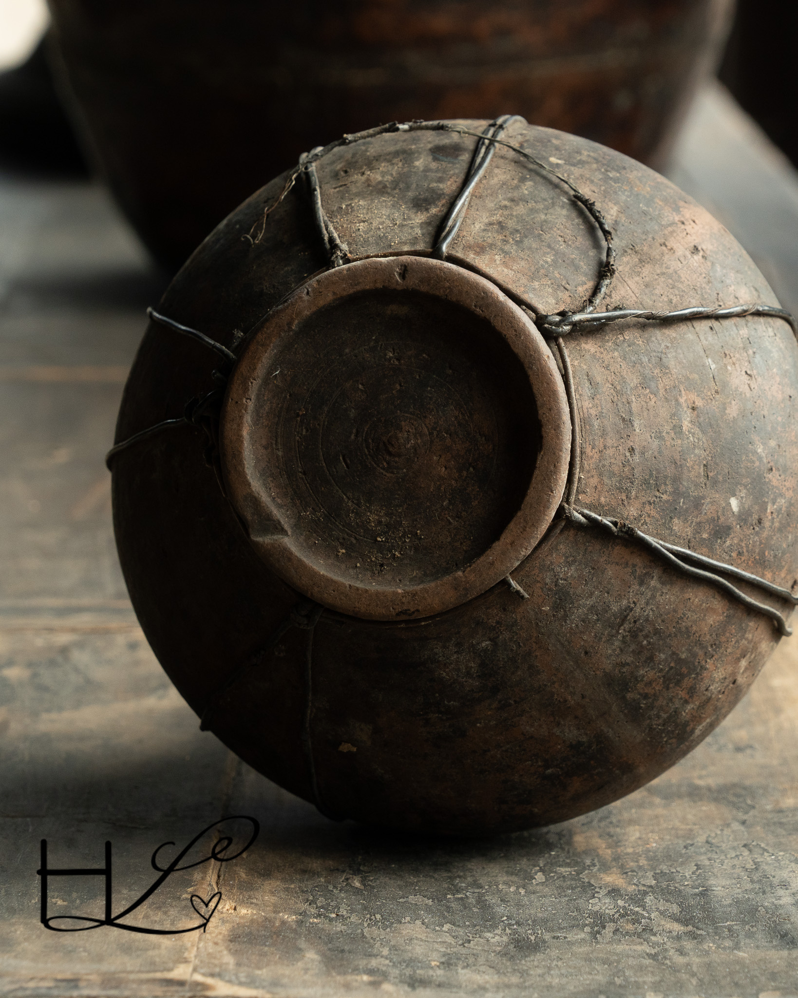 Antiek aardewerk kruikje/vaasje handgemaakt-7