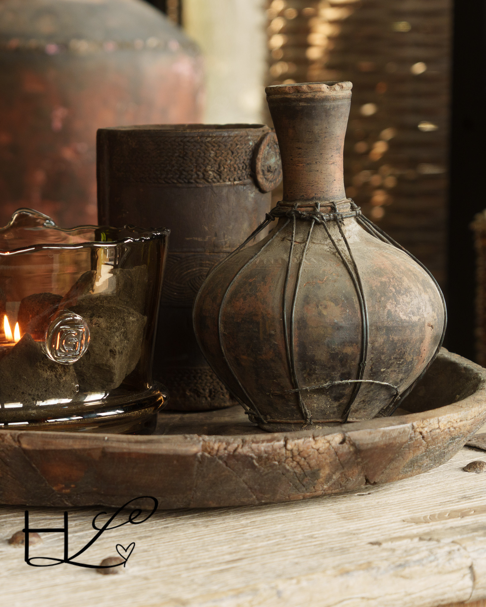 Antiek aardewerk kruikje/vaasje handgemaakt-1