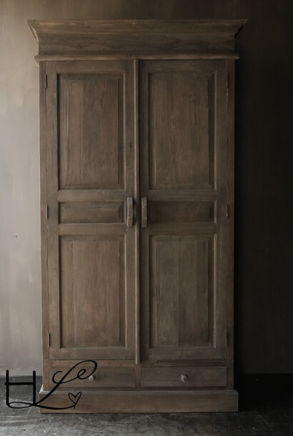 Beautiful sturdy farmhouse rural old wooden two-door cabinet