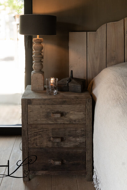 Oud driftwood houten lade kastje