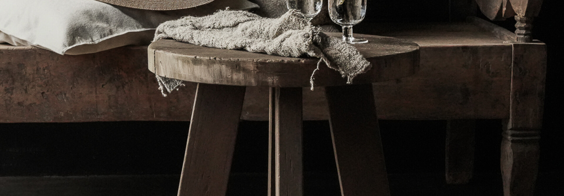 Round Wooden outdoor side table