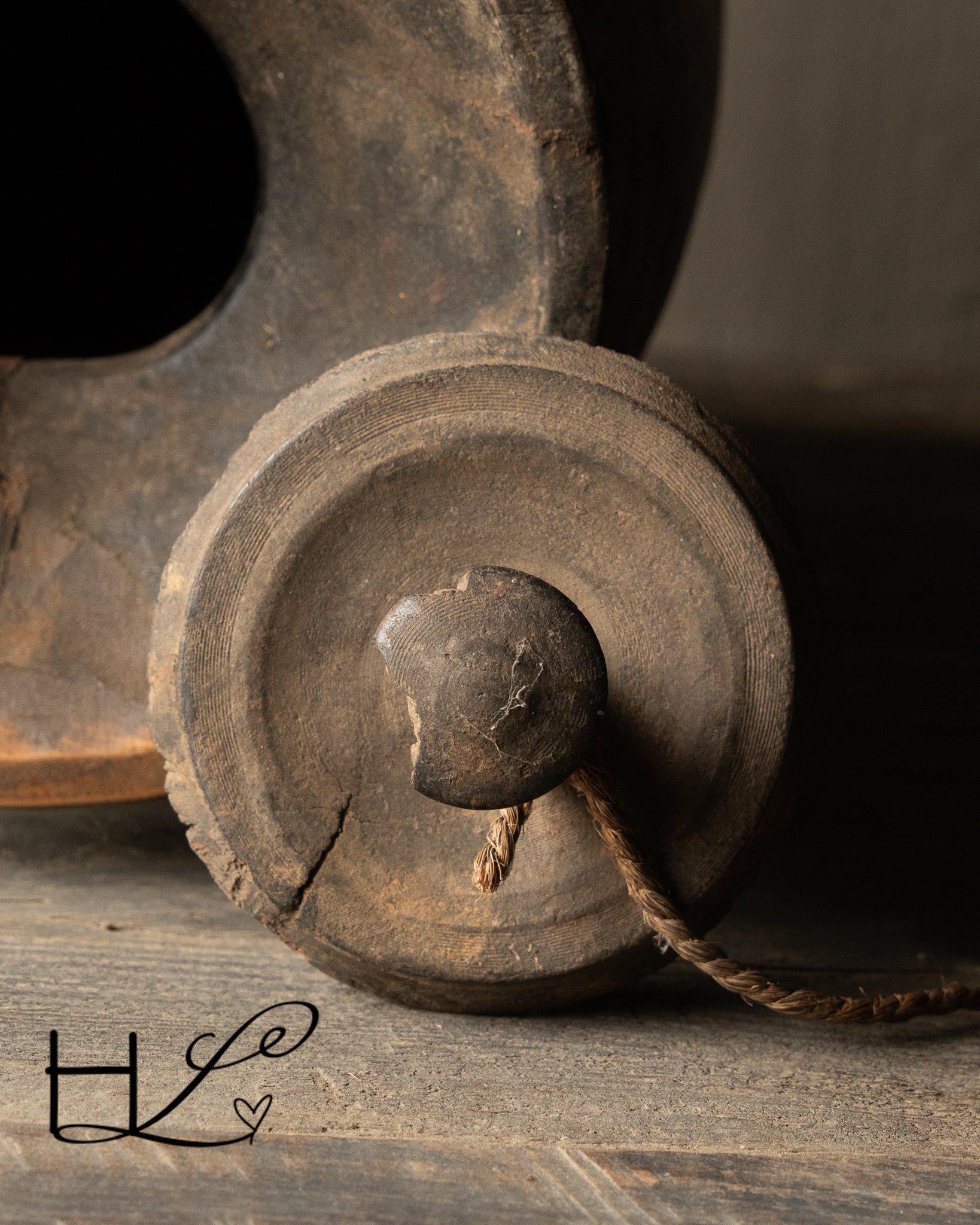 Unieke Antieke Houten Melkpot met Deksel – Nepal-7