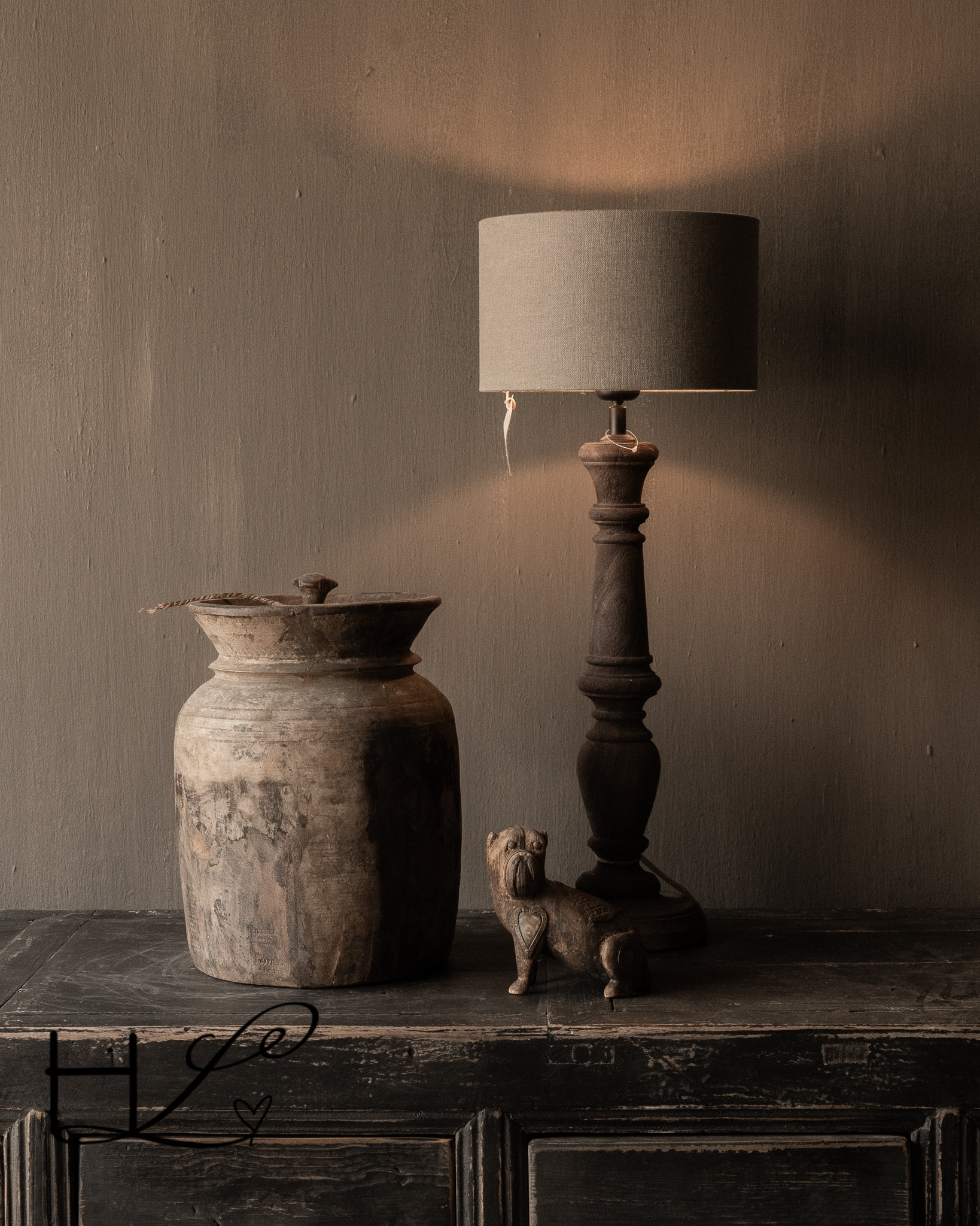 Unieke Antieke Houten Melkpot met Deksel – Nepal-1