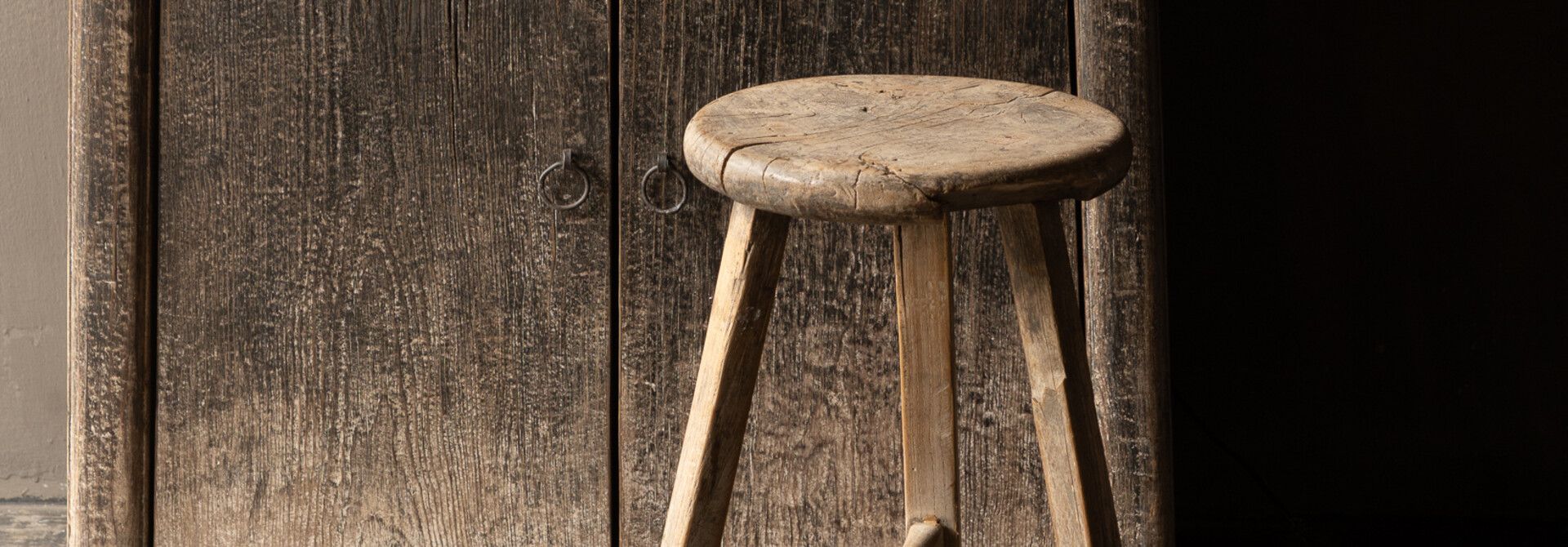Uniek Authentiek Elmwood rond Houten Kruk