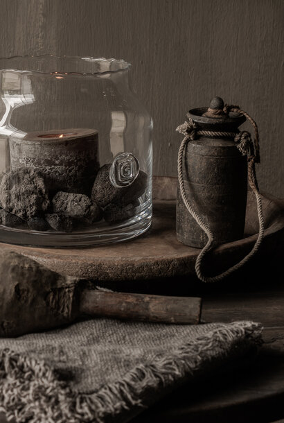 Oude Houten Waterflesje/ Kruidenpotje uit India