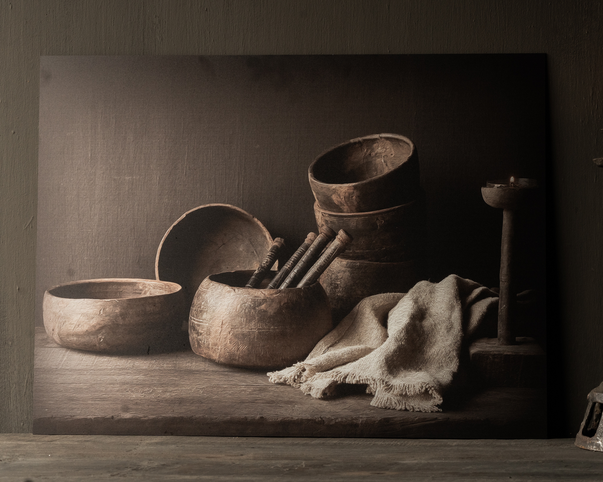 Spatscherm 'de Houten schalen' 60x80cm-3