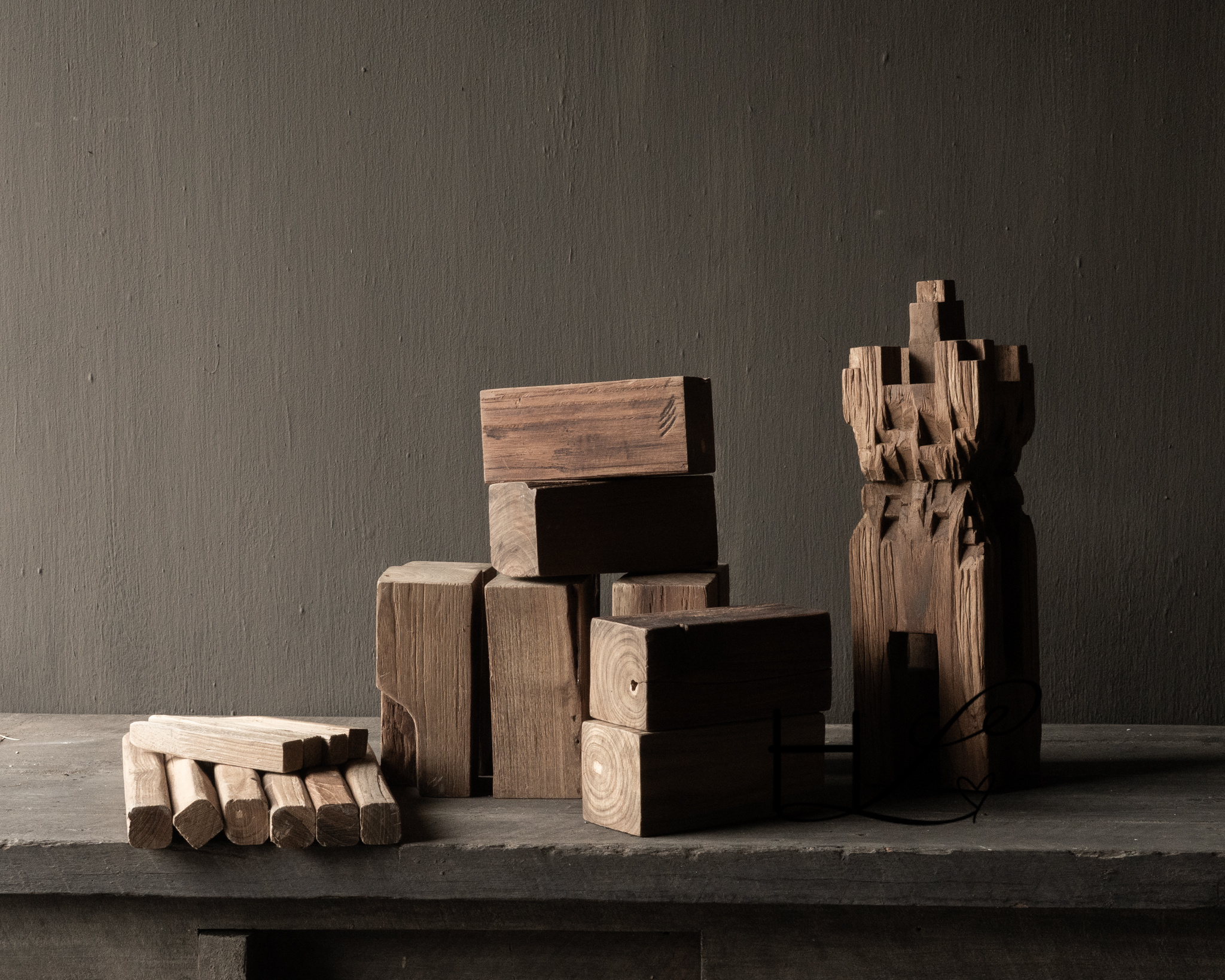 Kubb vikingspel teakhout in jute zak-3